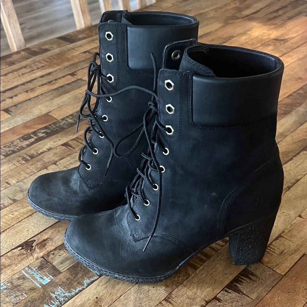Black Lace-Up Ankle Boots